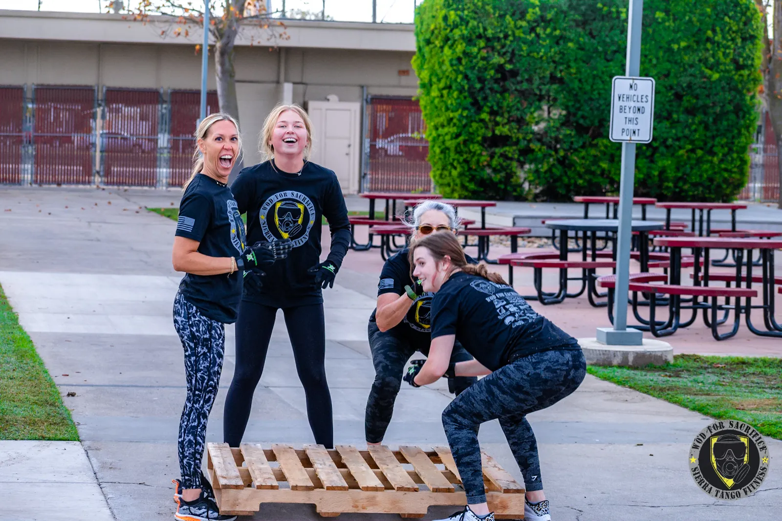 A team workout at a Sierra Tango community event