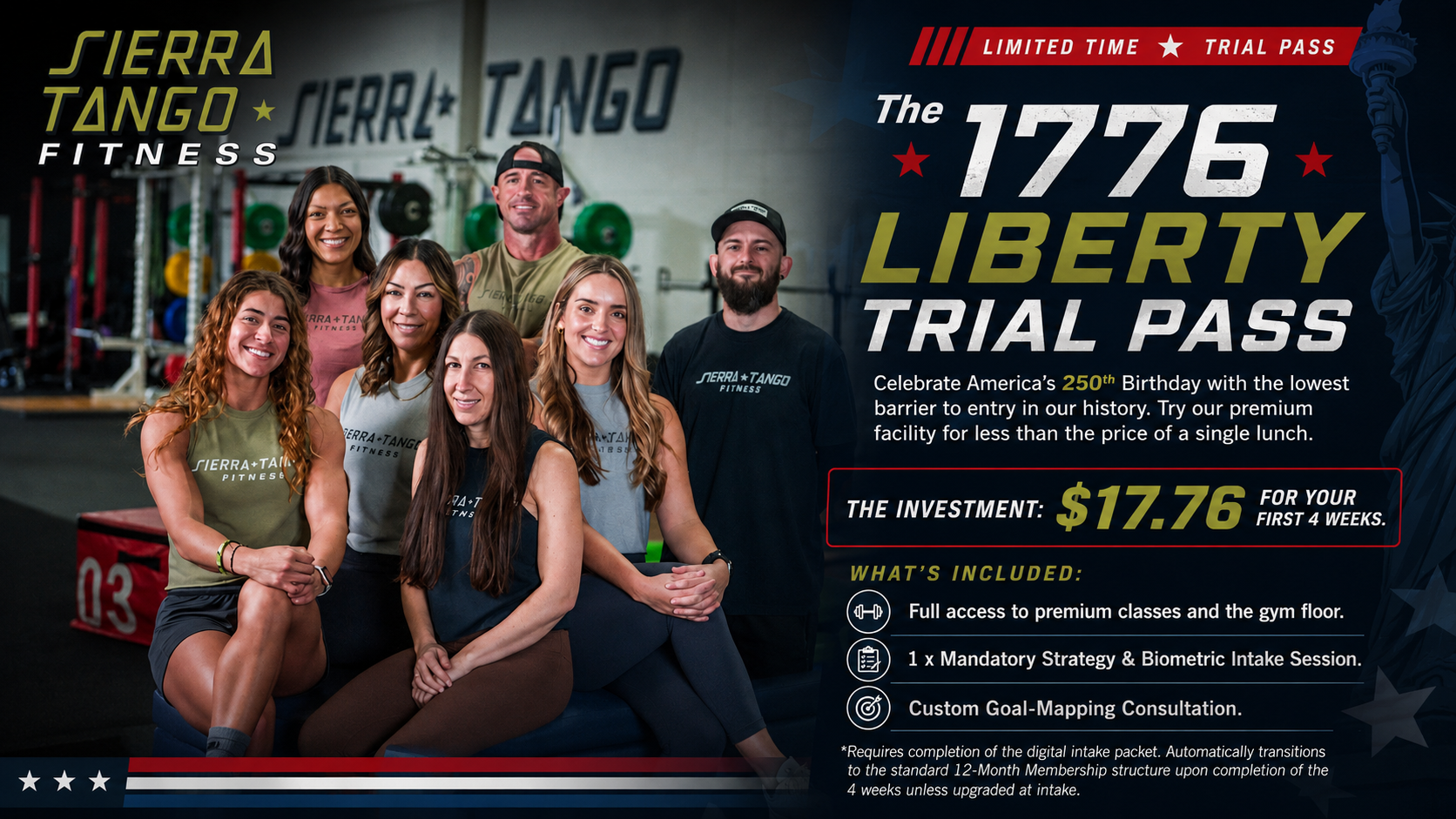 The 1776 Liberty Trial Pass, $17.76 for the first four weeks at Sierra Tango Fitness